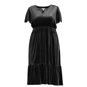 Terra & Sky Black Soot Velvet Dress | Size 0W (14W)